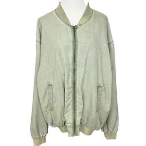 Vintage 80’s/90’s Whitby Green Washed Silk Zip Up Jacket XL